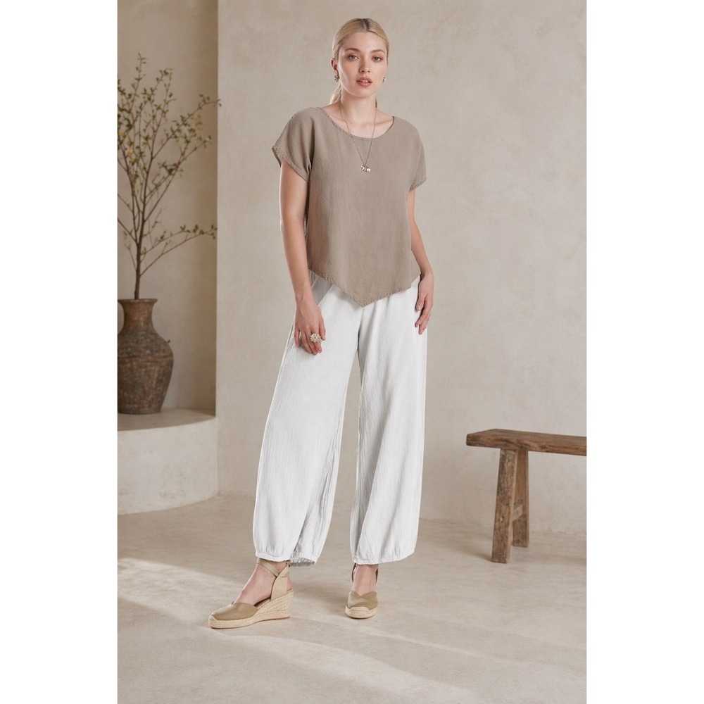 Oh My Gauze Cotton Gauze Pants  Lagenlook Balloon Wide Leg Elastic Waist Sz 3